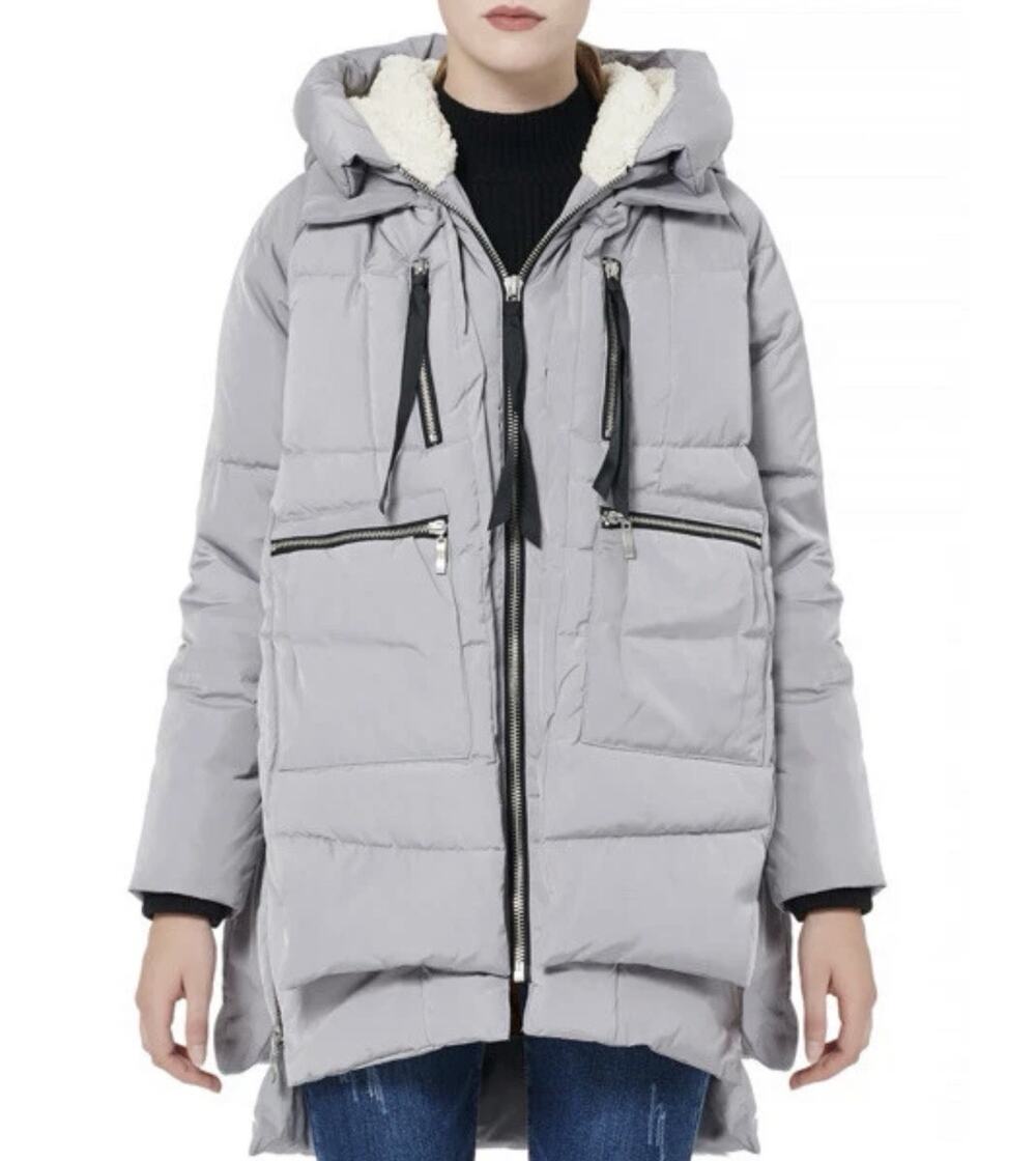 Orolay Women's Thickened Down Jacket Gray Puffer Full Zip Sz Medium M EXCELLENT